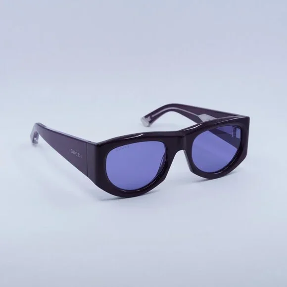 NEW GUCCI SUNGLASSES GUCCI GG1917S 010 SHINY SOLID PLUM/SOLID VIOLET EYEWEAR Gucci GG1917S 010 Rectangular Sunglasses Solid Plum - eye-oo.com main image 4